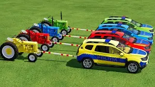 Work with Colors - Mini Zetor Tractors Towing with Police Cars - Farming Simulator 22