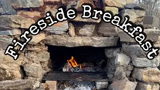 Cast iron baking a hearty breakfast with Bella while I enter the final stages of my fireplace.