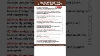 Sales and Marketing Interview Questions and Answers