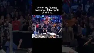 The Big Show chokeslams Brock Lesnar through the announce table with some insane height