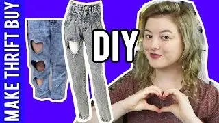 DIY Heart Cutout Jeans | Make Thrift Buy #47