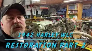 1942 Harley WLC Part 2 Motorcycle rebuild/restoration . Install of horn, headlight, fender tool box.