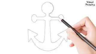 Boat Anchor Drawing Easy, How To Draw A Ship Anchor For Beginners Step By Step