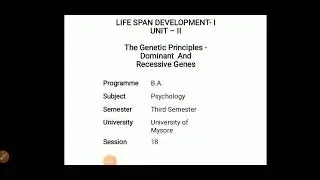 Session 18, Life span development