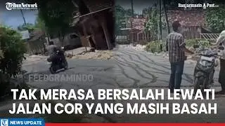 Viral Warga Naik Motor Lintasi Jalan Cor Basah di Blora Hingga Berujung Dilaporkan ke Polisi