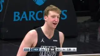Danny Wolf somehow banks in the corner 3, Ben Saraf with the steal and the dunk, and Wolf long 2