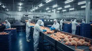Inside a Modern Poultry Processing Factory | From Farm to Supermarket | Food Production Process