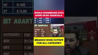 IIIT AGARTALA vs CATEGORY RANK | JOSAA COUNSELING 2024 | BRANCH WISE CUTOFF FOR ALL CATEGORY #shorts