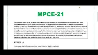 Ignou mpce 21 solved assignment 2026 / mpce 21 solved assignment 2026 / pdf watsapp 8228091239