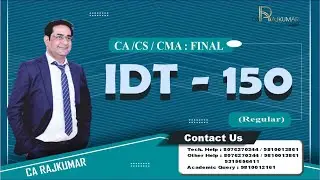 DEMO | FINAL IDT | Batch IDT-150 (Regular) | Class #1 | CA Final Online Classes In Delhi