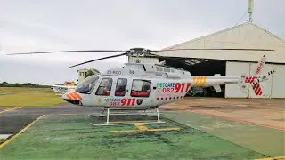 Air Ambulance Bell 407 Helicopter Arrival at Base