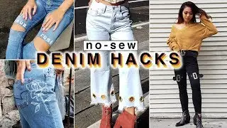 4 *NO-SEW* Ways To DIY & Customize Your Jeans! | DIY | Nava Rose