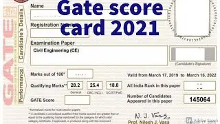 Gate 2021 Score card || Detail ||Important instruction
