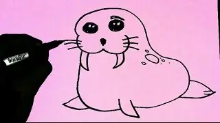 ART LESSON 60: HOW TO DRAW CARTOON Walrus STEP BY STEP - FOR BEGINNERS