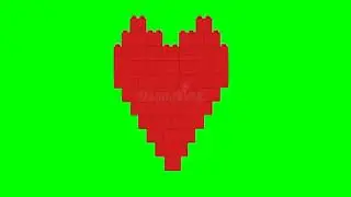 cora&ccedil;&atilde;o de pixel girando chroma key rotating pixel heart  chorma key