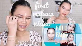 Recreating My First Makeup Tutorial (reacting to my first video 🤢)