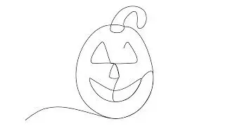 animation continuous drawing of halloween pumpkin in one line. line art video
