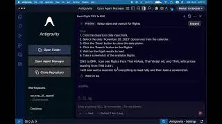 Google Antigravity Agent Mode with built-in browser
