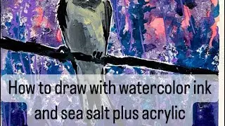 Special effects with salt and watercolor ink. Mixed technique