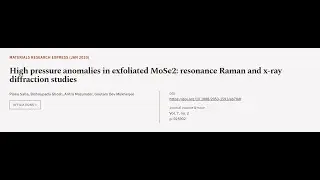High pressure anomalies in exfoliated MoSe2: resonance Raman and x-ray diffraction st... | RTCL.TV