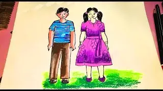 a boy and a girl | brother and sister | how to draw boy and girl | how to draw brother and sister