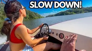 Жена ездит на плоскодонном V-образном моторе! #водныекатания #vdrive #455 #hotrod