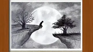 how to draw alone sitting boy on mountain || beginners step by step sk || easy sketch for beginners