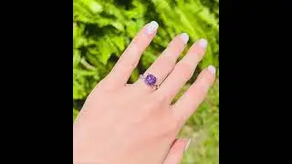 Cushion Cut Amethyst Ring  925 Sterling Silver Ring  Twisted Vine Engagement Ring