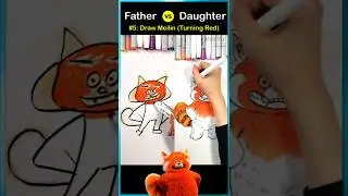 DAD vs DAUGHTER (5) Draw Off | Draw Turning Red #shorts #turningred #drawing #dadvsdaughter