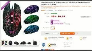 2400DPI Optical Adjustable 6D Wired Gaming Mouse for Laptop PC - Black