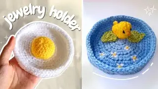 Easy Crochet Jewelry Dish Tutorial | Fried Egg and Chick in a Lake