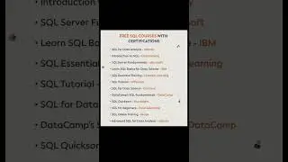 Free SQL Courses With Certification|| Shorts