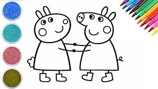 Cute Peppa Pig & Friend Holding Hands &ndash; Easy Kids Drawing Art