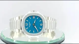 Patek Philippe 7010/1G-013 Nautilus – Blue Dial 18k White Gold Diamond Bezel Luxury Watch for Women
