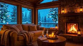 Cozy Snowy Cabin Jazz Ambience ❄️ Fireplace Jazz for Sleep, Focus, Stress Relief & Relaxation 🎷🔥