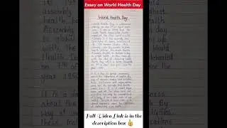 Essay on World Health Day. #shorts #essay_on_world_health_day #worldhealthday #healthiswealth #essay