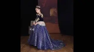 Sparkly Navy Blue Star Sequins Birthday Flower Girl Dresses