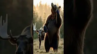 Grizzly Bear vs. Bull Moose #animals #wildlife