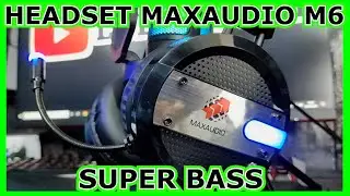HEADSET GAMER MAXAUDIO M6 FONE COM SUPER GRAVE - MICROFONE FLEXIVEL LED AZUL - ABAFADOR EM COURO