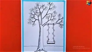 Swing drawing | Swing hanging from the tree | Dolna Art | Pencil Drawing Tutorial