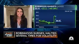 Robinhood surges as much as 81%, gets halted for volatility