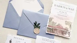 darwin & mae | minimalist wedding invitation suite in shades of blue | AN Designs Studio