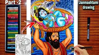 Janmastami special Gopal thakur drawing with oil pastel/Cute Little krishna drawing/Drawing tutorial