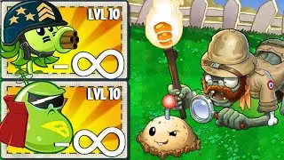 PvZ 2 Infinite Power Up – Can 1 Plant Max Level Defeat 100 Torchlight Zombies Level 7