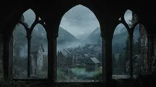 4K Medieval Castle Window Rain | Soft Rain Ambience for Reading Background