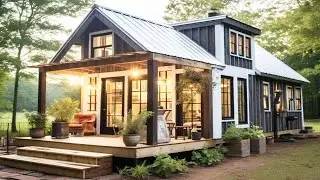 Gorgeous tiny house on wheels with large glass door design suitable for light filled home