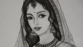 Shri Radha Rani charcoal pencil sketch..🪷🦚