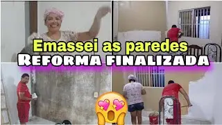EMASSAMOS, LIXAMOS E PINTAMOS  AS PAREDES/REFORMA FINALIZADA/MUITO TRABALHO POR AQUI🥵