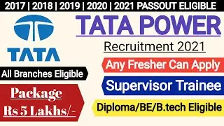 Tata power Jobs 2021 | Diploma/BE/B.tech | All Branch Eligible | Recruitment 2021 | Job Vacancy 2021