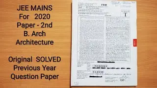 JEE MAINS Paper 2nd SOLVED B. Arch  Architecture 2019  Question Paper For 2020 | Previous Year | BW